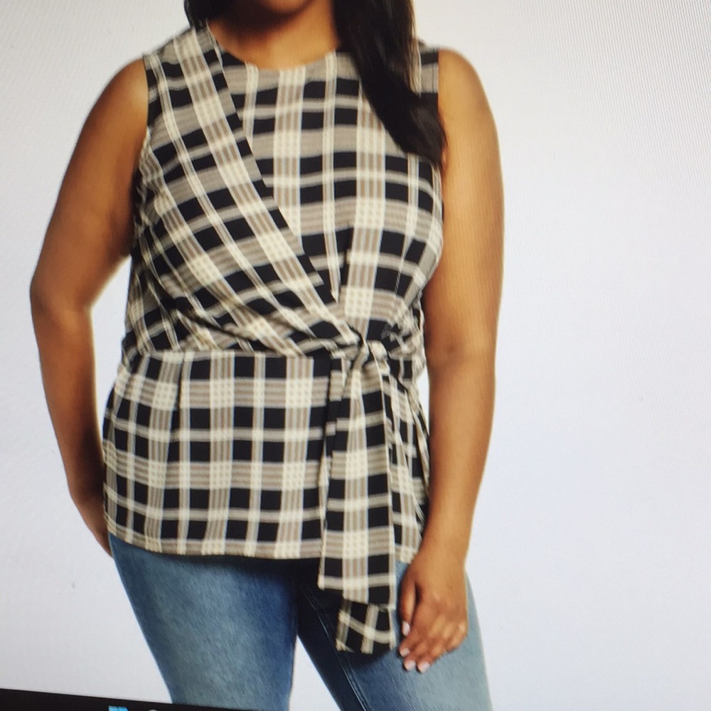 Vince Canute highland plaid asymmetrical top 1X